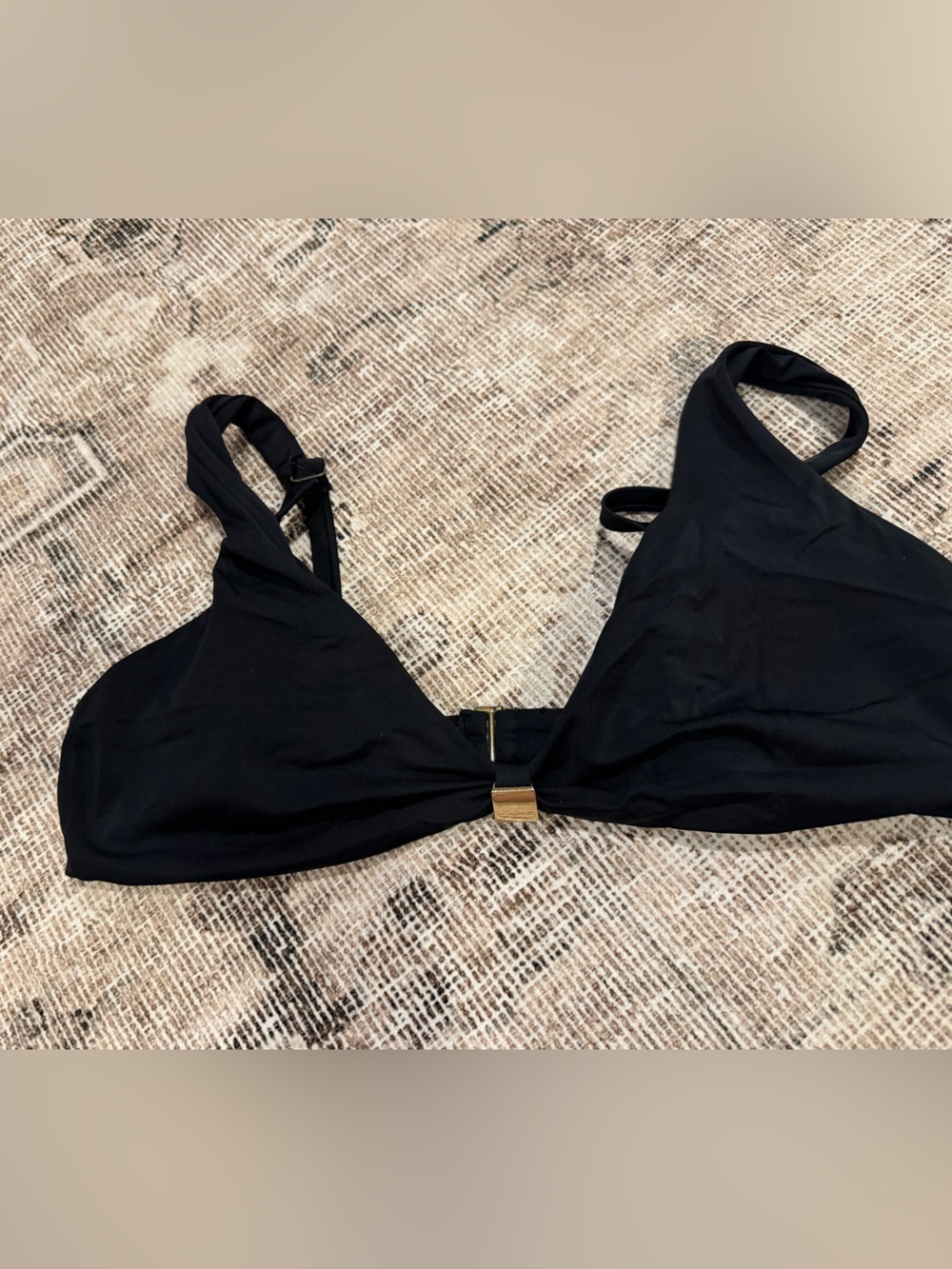 Andie Black Bikini Top with Gold Accent